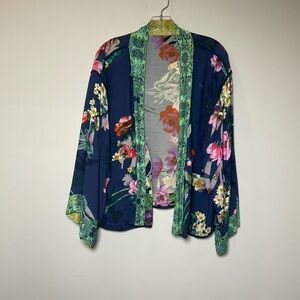 Johnny Was Size Small Rebecca Floral Reversible Kimono Rayon Blend Pockets